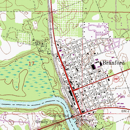 Topographic Map of First Baptist Church of Branford, FL
