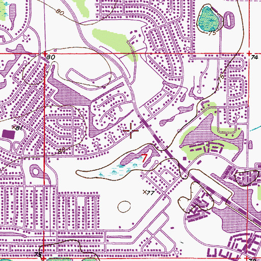 Topographic Map of Buenaventura Lakes Community Center, FL