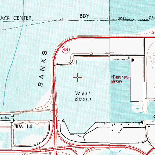 Topographic Map of Canaveral Port Authority Cruise Terminal Number 10, FL