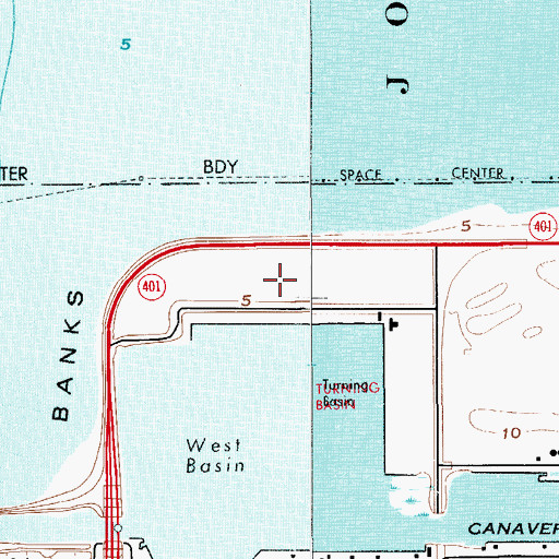 Topographic Map of Canaveral Port Authority Cruise Terminal Number 5 Wharf, FL