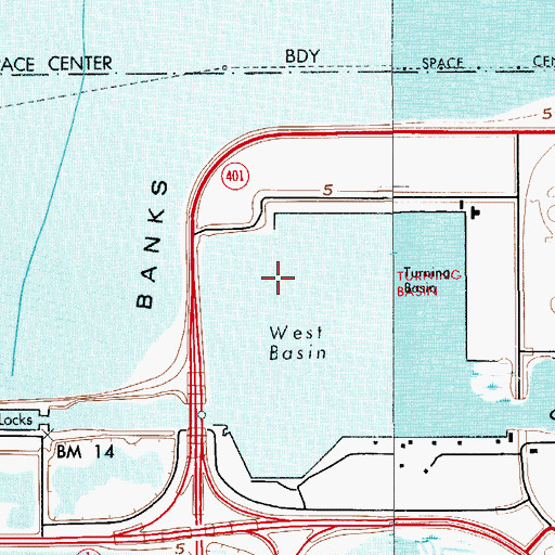 Topographic Map of Canaveral Port Authority Cruise Terminal Number 8 Wharf, FL