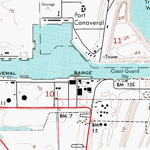Topographic Map of Canaveral Port Authority South Cargo Piers 1 and 2 and 3, FL