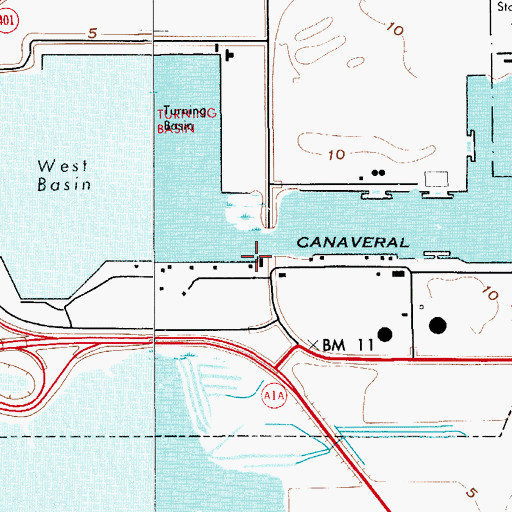 Topographic Map of Fleet Marine Wharf, FL