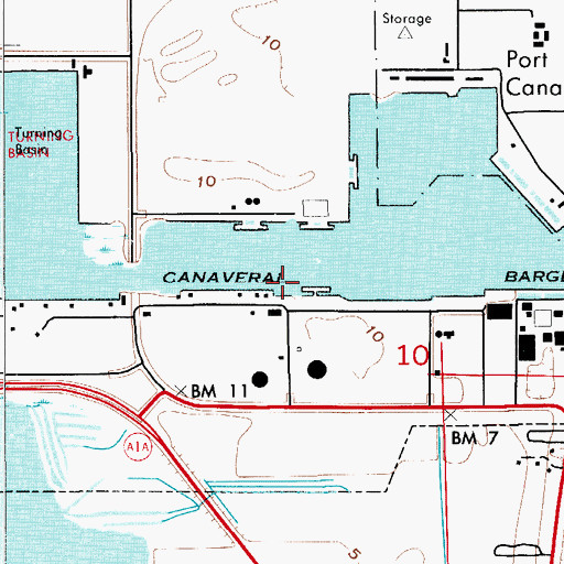 Topographic Map of Sunrise Marina Piers and Mooring Wharf, FL