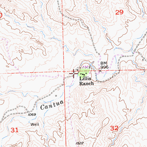 Topographic Map of Lillis Ranch, CA