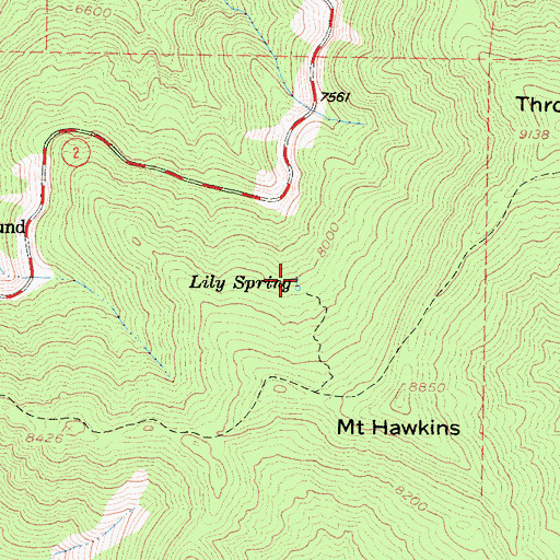 Topographic Map of Lily Spring, CA