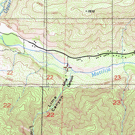 Topographic Map of Lime Canyon, CA