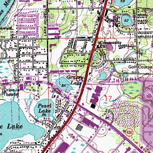 Topographic Map of Casselberry Post Office, FL