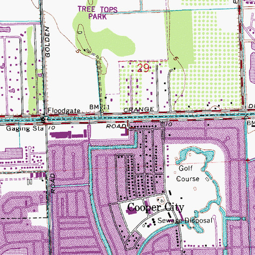 Topographic Map of Cooper City Plaza Shopping Center, FL