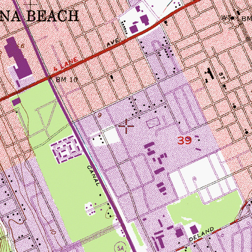 Topographic Map of Volusia County Public Library System John H Dickerson Heritage Library, FL