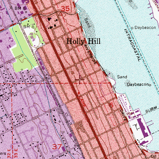 Topographic Map of Holly Hill Post Office, FL