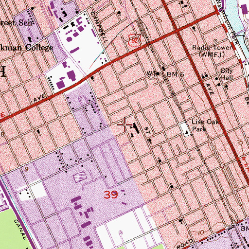 Topographic Map of Butts Temple Church of God in Christ, FL