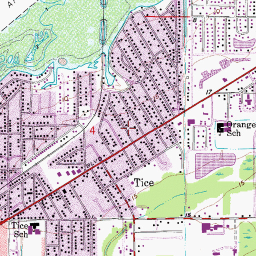 Topographic Map of Flamingo Mobile Home Resort, FL