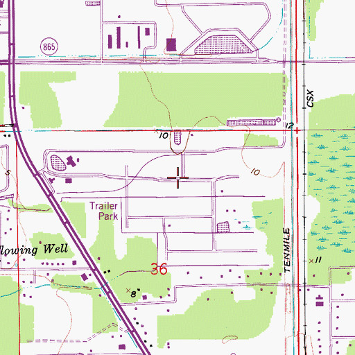 Topographic Map of Jamaica Bay West Mobile Home Park, FL