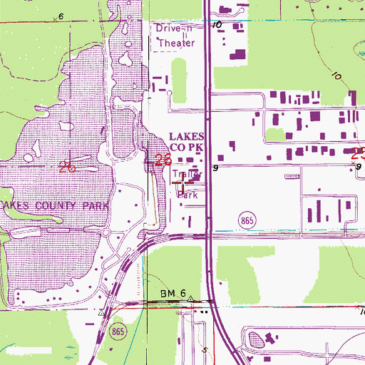 Topographic Map of Lakes Park Mobile Home Community, FL