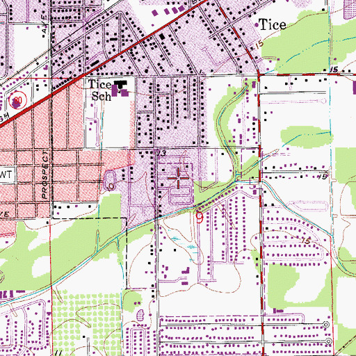 Topographic Map of Orange Grove Mobile Home Park, FL