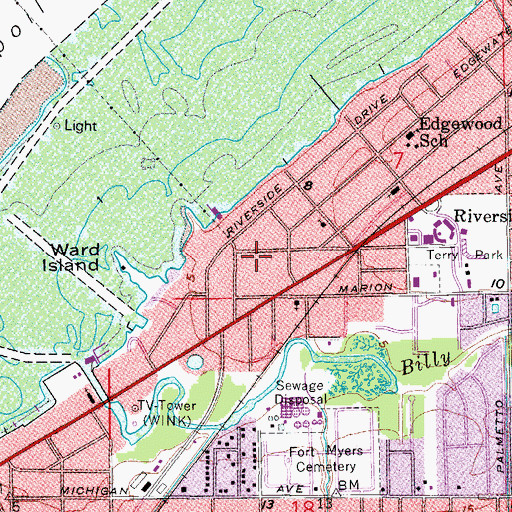 Topographic Map of Palm and Pines Mobile Home Park, FL