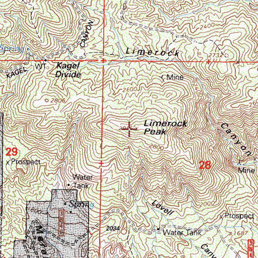 Topographic Map of Limerock Peak, CA