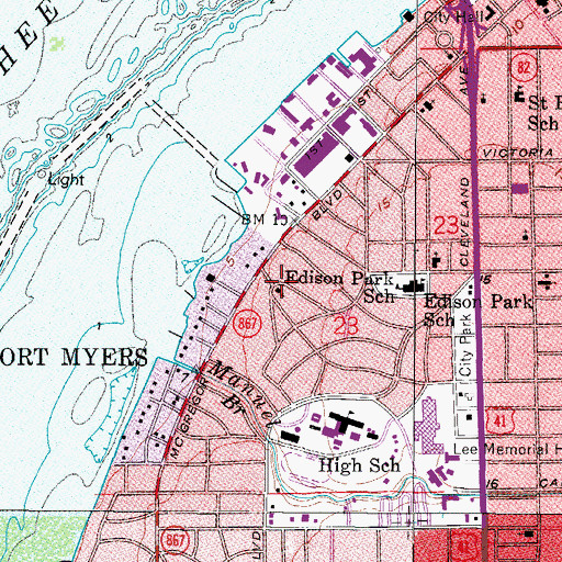 Topographic Map of Congregational Church of Mount Dora, FL