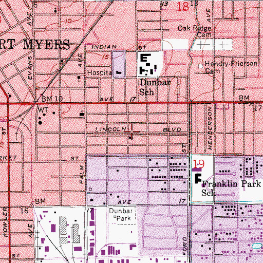 Topographic Map of Lincoln Boulevard Church of God, FL