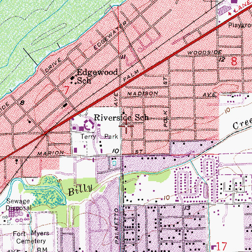 Topographic Map of Palmetto Avenue Church of God, FL