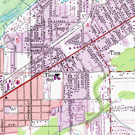 Topographic Map of Tice United Methodist Church, FL
