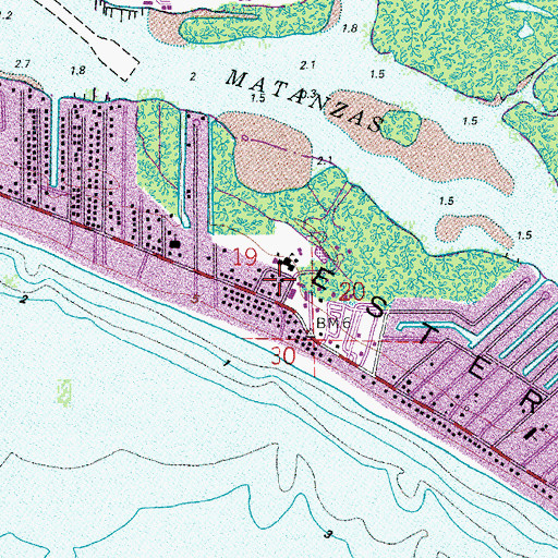 Topographic Map of Fort Myers Beach Public Library, FL