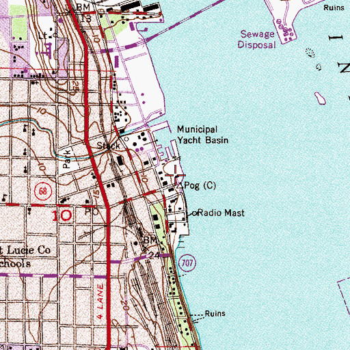 Topographic Map of Saint Lucie County Library System Fort Pierce Branch Library, FL