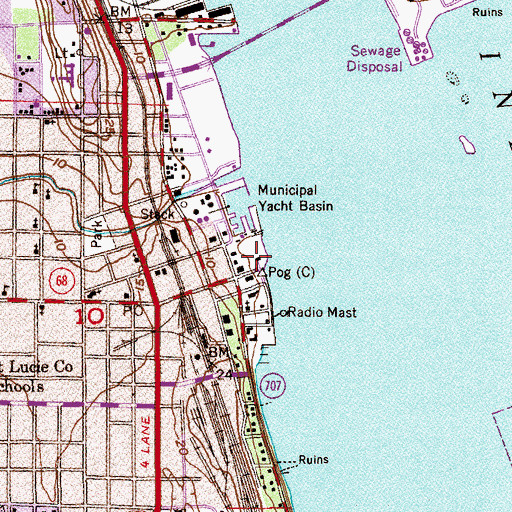 Topographic Map of Saint Lucie County Library System Headquarters, FL