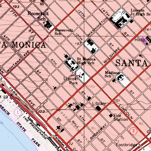 Topographic Map of Lincoln Park, CA