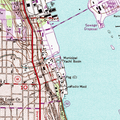 Topographic Map of City of Fort Pierce Marina, FL