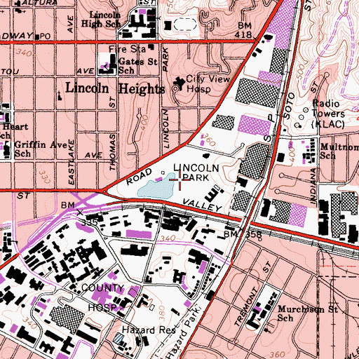 Topographic Map of Lincoln Park, CA
