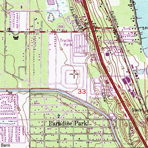 Topographic Map of Tall Pines Mobile Home Community, FL