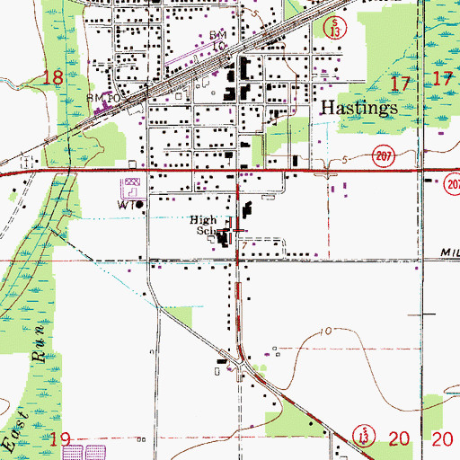 Topographic Map of Saint Johns County Public Library System Hastings Branch Library, FL