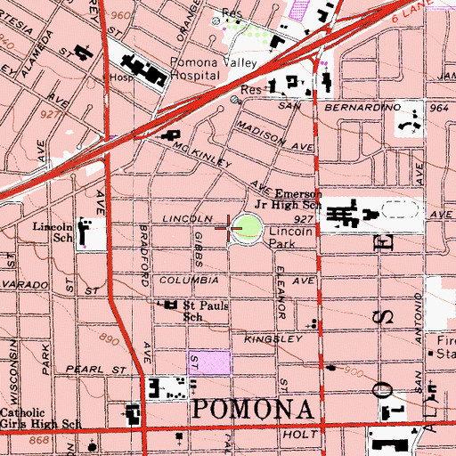 Topographic Map of Lincoln Park, CA