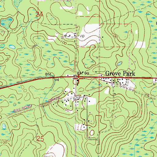 Topographic Map of Saint Peters Baptist Church, FL