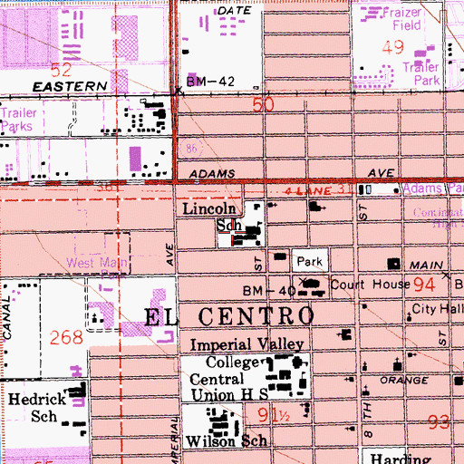 Topographic Map of Lincoln Elementary School, CA