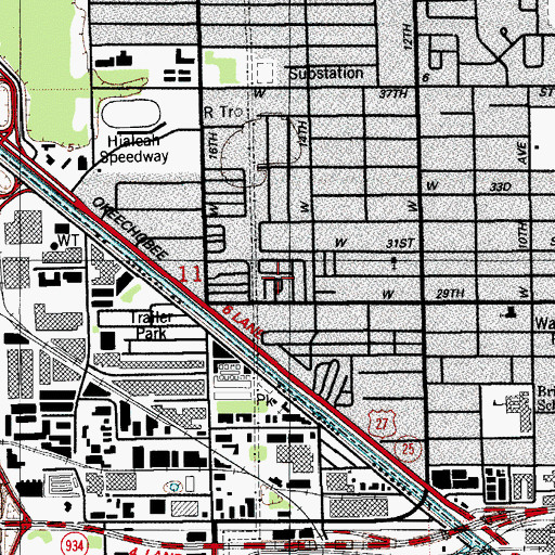 Topographic Map of Strawberry Village Trailer Park, FL