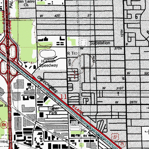 Topographic Map of Hibiscus Trailer Park, FL