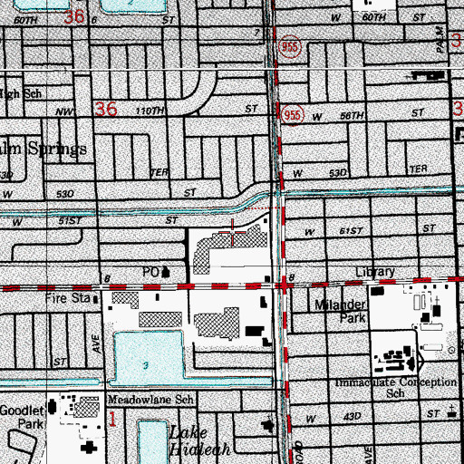 Topographic Map of Palm Springs Mall, FL