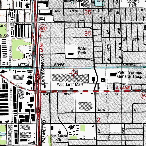 Topographic Map of Westland Mall, FL