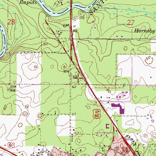 Topographic Map of Fellowship Baptist Church, FL