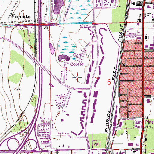 Topographic Map of Golden Ocala Golf Course, FL