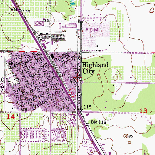 Topographic Map of B and W Mobile Home Park, FL