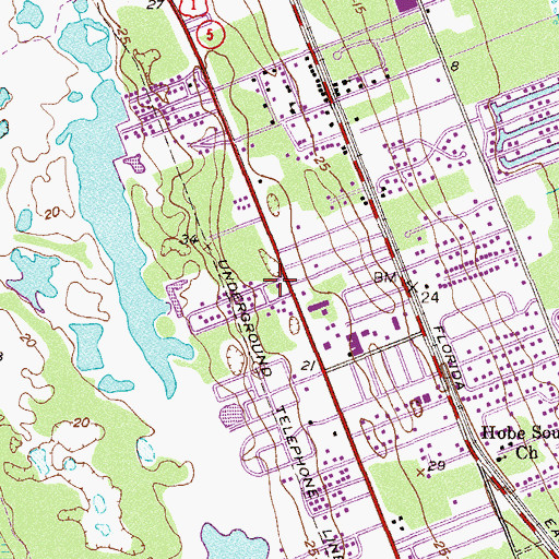 Topographic Map of Martin County Public Library System Hobe Sound Branch Library, FL