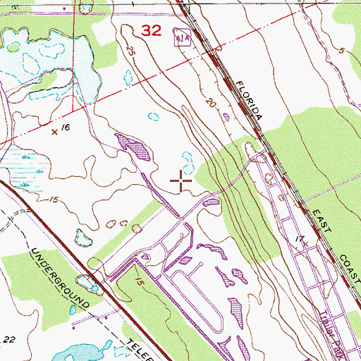 Topographic Map of Golf Club of Amelia Island at Summer Beach, FL