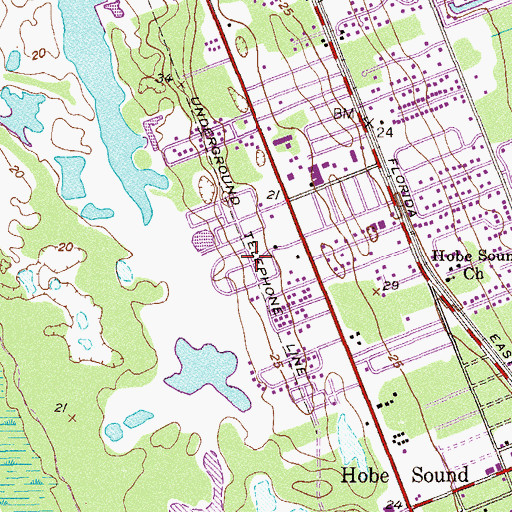 Topographic Map of Hobe Sound Mobile Home Park, FL