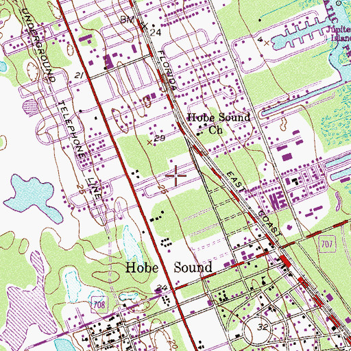 Topographic Map of Hobe Village Mobile Home Park, FL