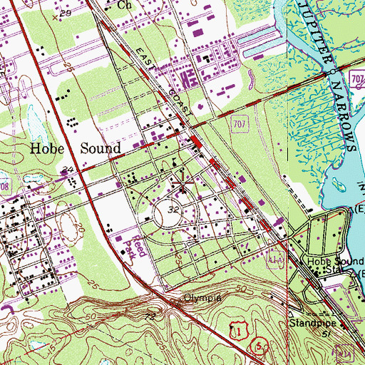 Topographic Map of Hobe Sound Community Presbyterian Church, FL