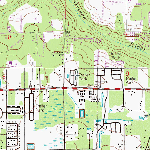 Topographic Map of Circle Eleven Mobile Home Park, FL